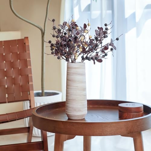 ALMA 9" White Flower Vase, Small Table Vase for Pampas Grass - color: Cylindrical-white-9''