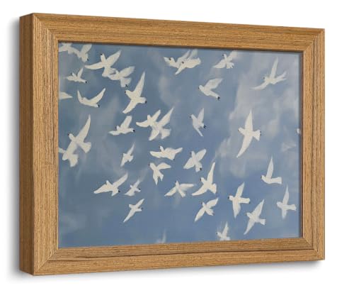 Framed Flying Bird Wall Art Vintage Blue Abstract Wall Decor Cottagecore Nature Wildlife Painting Print for Living Room Bedroom Office 8x10 inch - color: Goose, size: 10"L x 8"W