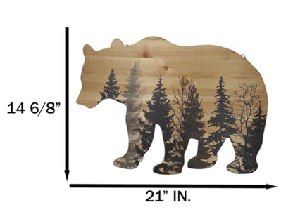 Ebros Gift Rustic Western Black Bear With Pine Trees Forest Silhouette Wooden Plank Cutout Wall Decor Sculpture Wildlife Forest Cabin Decor Accent