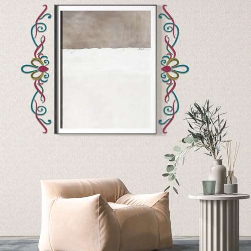 DUOOLN Large Metal Scroll Wall Decor Art, Long Iron Hanging Decoration Sign - color: Minimalist Scroll-Red