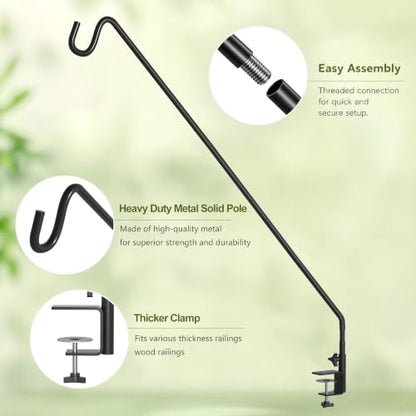 MIXXIDEA Heavy Duty Extensible Deck Hook - Adjustable for Hanging Bird Feeders, Plants, Wind Chimes, Lanterns - size: 43in Long Deck Hook-1 Pack