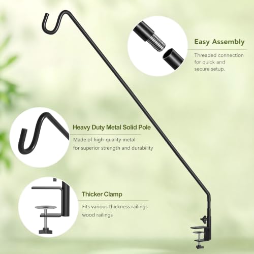 MIXXIDEA 2 Pack Heavy Duty Extensible Adjustable Deck Hooks for Hanging Bird Feeders, Plants, Suet Baskets, Wind Chimes, Lanterns - size: 43in Long Deck Hook-2 Packs