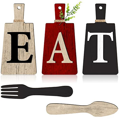 Jetec Cutting Board Eat Sign Set Wall Decor, Red, Black, Beige - color: Red, Black, Beige