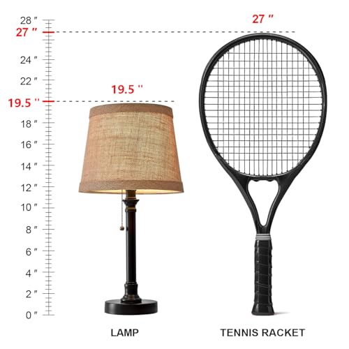 Oneach 19.5" Small Table Lamp for Bedroom, Rustic Black Lamp, USB A+C - color: Matte Black