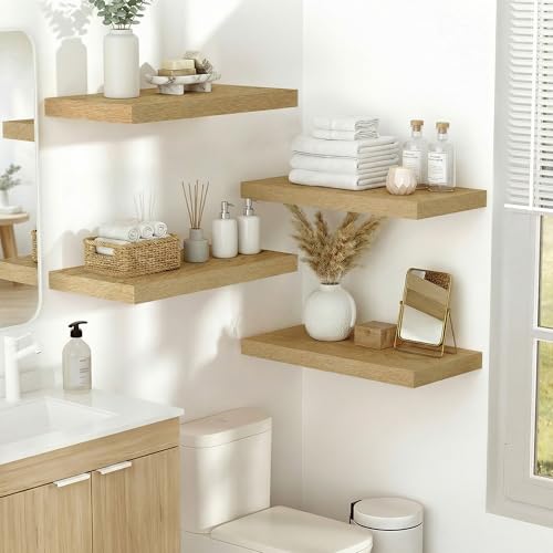 Vivelove 10 in Deep Floating Shelves 16” Set of 2, Oak - color: Oak, size: 15.7”wx10.2”dx1.5”h