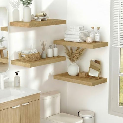 Vivelove 10 in Deep Floating Shelves 16” Set of 2, Oak - color: Oak, size: 15.7”wx10.2”dx1.5”h