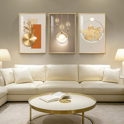 Large Framed Modern Luxury Wall Art for Living Room, 3 Piece 24x36 In - color: Luxury Gold, size: 24" W x 36" H x 3 pieces