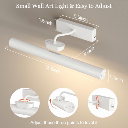 Picture Light for Wall, 4000mAh, White, 13.8 Inch, 2 Pack - color: White