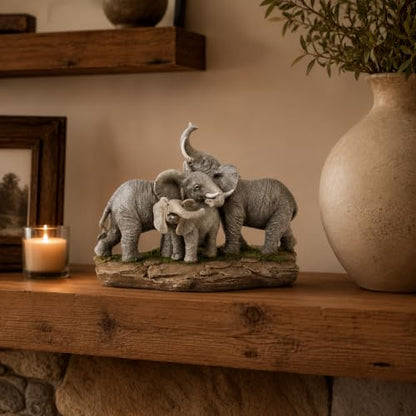Comfy Hour 9.2 Inch Elephant Statue, Family Decor, 1 Unit - color: Earthy Tones