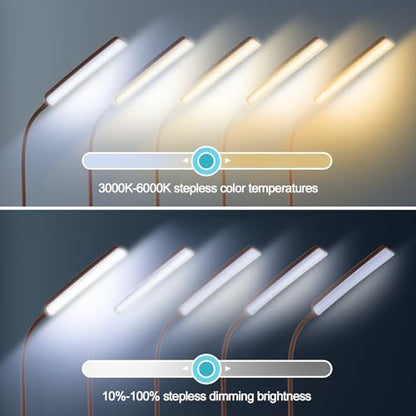 Dimunt LED Floor Lamp, Stepless Adjustable 3000K-6000K Colors, Brown - color: Brown