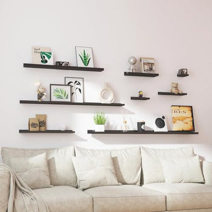 Small Black Floating Shelves for Wall, Shelf with Lip Set of 2, 8 in - color: Black, size: 7.8in