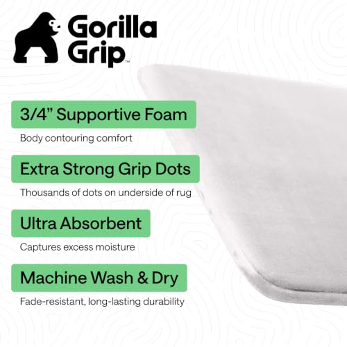 GORILLA GRIP® Memory Foam Bath Rug for Bathroom, 24x17 Light Gray - color: Light Gray, size: 24" X 17"