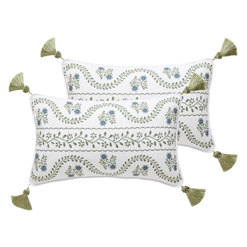 ISAENNE Designer Printed Rectangle Throw Pillow Cover,Set of 2,20"x12" - color: Mosella D, size: 20" x 12" (Pack of 2)