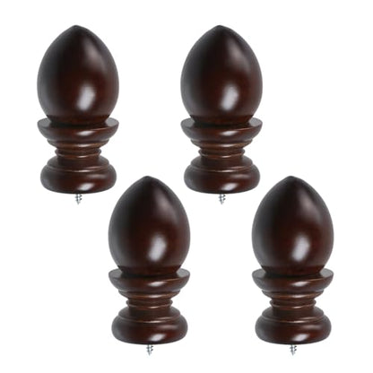 T Tulead Wooden Curtain Rod Finials, Brown, 4PCS - style: Brown, 1.41", 4PCS