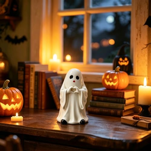 1 Pcs Halloween Figurine Heart Ghost Resin Statues - color: Styl 22