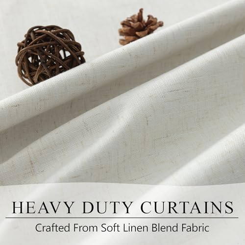 DANCURTON Blackout Linen Curtains 63 Inch Length 2 Panels for Living Room Bedroom Natural Linen Black Out Thermal Insulated Room Darkening Privacy Textured Drapes 42W x 63L Back Tab Rod Pocket Cream - color: Natural, size: 42"W x 63"L (Pack of 2)