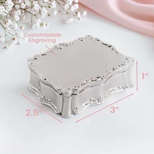 Cherished Moments Rectangle Jewelry Box for Jewelry & Keepsakes - color: Silver Blank