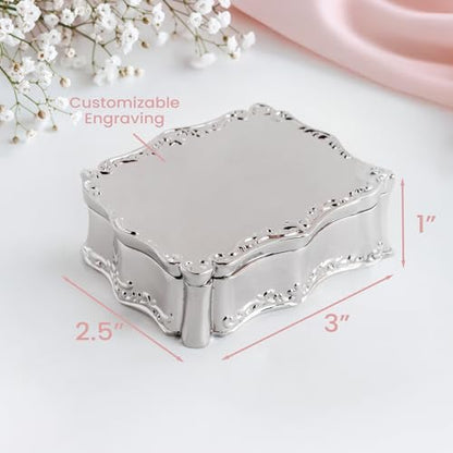 Cherished Moments Rectangle Jewelry Box for Jewelry & Keepsakes - color: Silver Blank