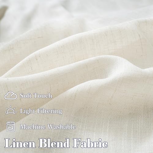 DriftAway Semi Sheer Scalloped Edge Linen Coastal Beach Window Curtains for Living Room Bedroom 2 Panels Rod Pocket Each Size 52 Inch by 96 Inch Navy - color: Linen Navy, size: 52"W x 96"L (Pack of 2)