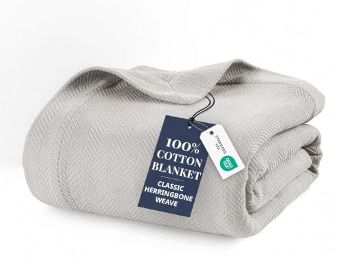 LANE LINEN Couch Blanket King, 350 GSM 100% Cotton Medium Weight - color: 03: Silver, size: King