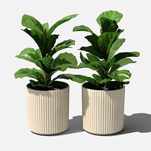 Veradek Demi Series Planter - Large Round Outdoor Planter - color: Sand, size: 16 inch - 2 Pack