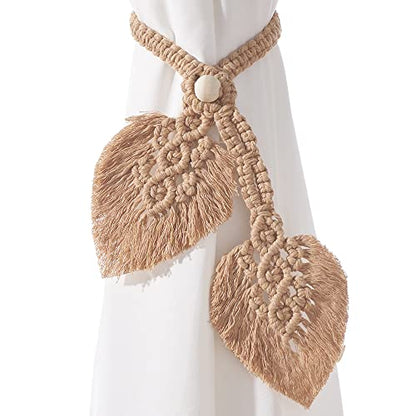 2 Pack Boho Curtain Tiebacks, Apricot - color: S4