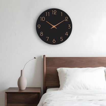 Mosewa 12" Wall Clock Battery Operated Silent Non-Ticking Modern Simple - color: B_black, size: 12 Inch