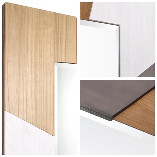 Empire Art Direct Modern Geometric Hand Made Solid Paulownia Wood Beveled Leaner Mirror, Ready to Hang, Living Room, Bedroom & Office, 78.8"x39.4"x1.6" - style: Modern Geometric