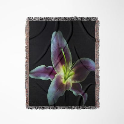 3dRose A Stargazer Lily Against Black Background, Light Painted. Woven Blanket