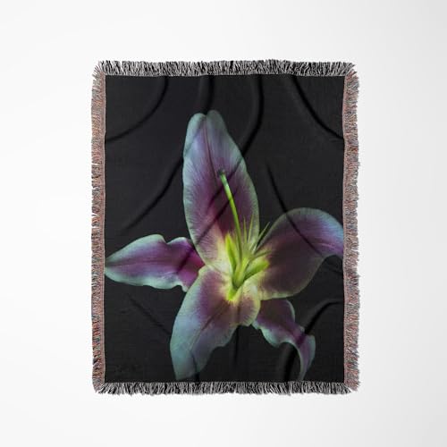 3dRose A Stargazer Lily Against Black Background, Light Painted. Woven Blanket