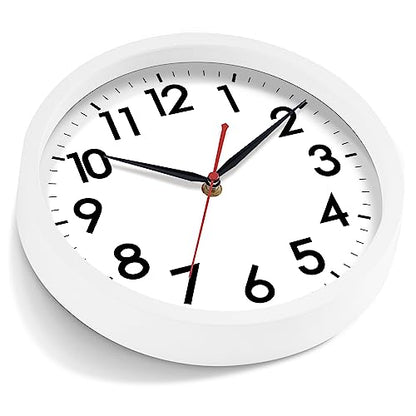 AKCISOT 10 Inch Wall Clock, Silent Battery Operated Analog Clock, White - color: C_white, size: 10 Inch