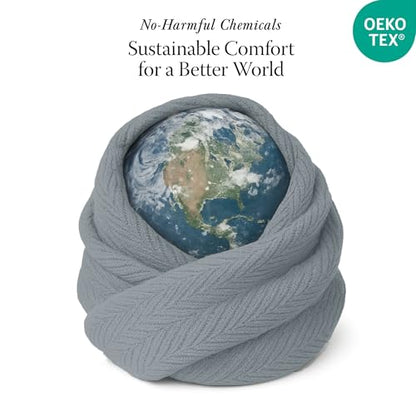 Threadmill Luxury 100% Cotton Queen Herringbone Blanket, Scottish Grey - color: Scottish Grey, size: Queen (90" x 92")