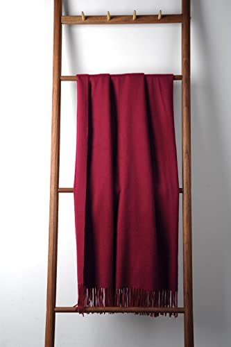 EP Mode 100% Pure Cashmere Throw Blanket for Sofa, Merlot - color: Merlot