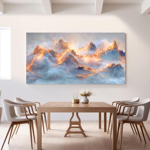 YISXINOAG Golden Snow Mountain Wall Art Abstract Landscape Painting 24"X48" - color: gold white, size: 48"L x 24"W