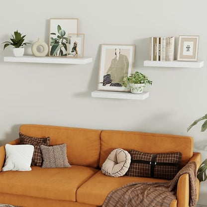 Vivelove Floating Shelves for Wall Mounted 16 inch Set of 2, White - color: White, size: 16”wx6.7”dx1.4”h