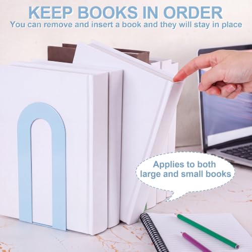 Chunful 6 Pcs Light Blue Metal BookEnds Shelves, 7.5 x 5.75 x 3.5 in - color: Light Blue, size: 7.5*5.75*3.5inch