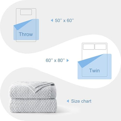 Whale Flotilla Summer Chunky Chenille Knit Throw Blanket for Couch Bed Sofa - color: Light Grey, size: Throw(50x60 Inch)