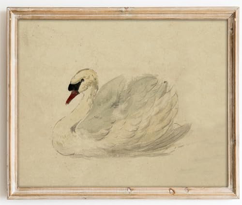 Kizbok Vintage Wall Art Decor Classical Swan Canvas Prints Farmhouse Wall Decor Rustic Watercolor Swan Vintage Art Pictures for Bedroom Bathroom Office Decor(8" x 10"-UNFRAMED) - color: Classical Swan, size: 10"L x 8"W