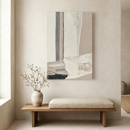 Modern Abstract Neutral Canvas Wall Art, Textured Painting for Living Room - color: Modern, size: 24"L x 36"W