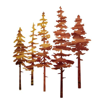 ESTART Metal Autumn Pine Tree Wall Art, Metal Tree Wall Decor - color: Brown