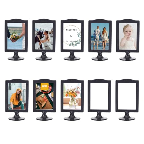 Meonua 10 Pack Double Sided 4x6 Photo Frames, Tabletop Standing Display for 2 Pictures Each | Self-Standing Pedestal Frame for Wedding Tables, Bridal Party, Desk, Home & Office Decor (Black) - color: black