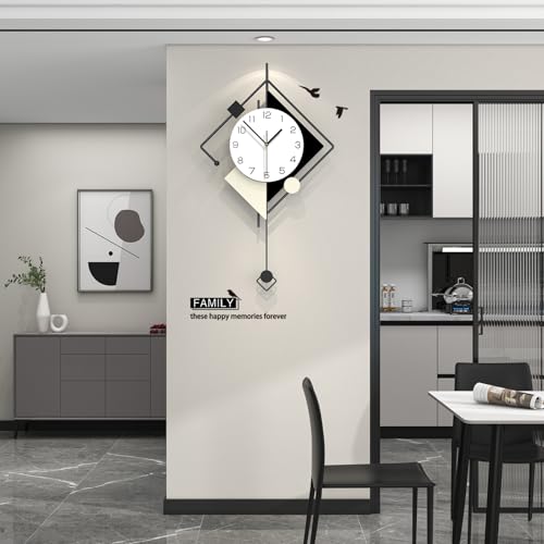 Modern Big Decorative Metal Silent Wall Clock for Living Room Decor - size: 15*26INCH