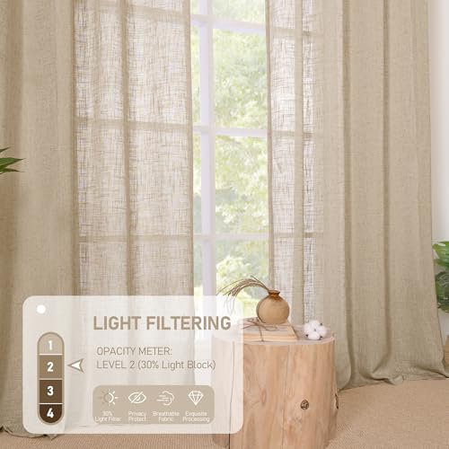 LAMIT Brown Linen Kitchen Curtains 40 Inch Length 2 Panels, 34 x 40 Inch - color: Brown, size: 34"W x 40"L (Pack of 2)