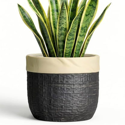 8 Inch Planter, Ceramic Pots for Plants, Round Flower Pot, Black - color: Black, size: 8 Inch