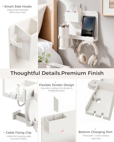 Floating Shelves for Bedside Shelf, No Drill Stick On Bedside Wall Shelf