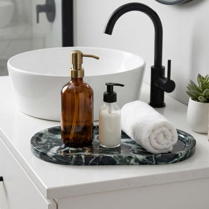 YKAJO Snowflake Green Oval Marble Tray, 11.8x5.9 Vanity Perfume Organizer - color: Snowflake Green, size: 11.8" x 5.9" x 0.6"