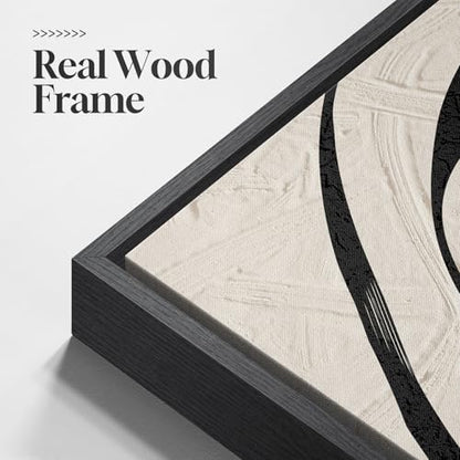 Large Framed Neutral Abstract Wall Art, 3 Piece Black and Beige, 24x36 In - color: Black & Beige Forms, size: 24" W x 36" H x 3pcs