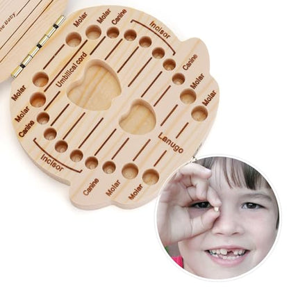 NASHRIO Baby Tooth Box Wooden Kids Keepsake Organizer Gift for Baby Teeth, Cute Children Tooth Container with Tweezers to Keep the Childwood Memory (Boy) - color: Boy