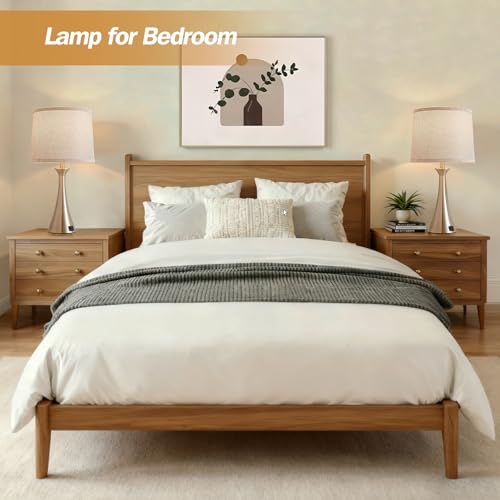 Touch Table Lamps Set of 2, 21" Bedside Lamps with USB C+A, Silver - color: Silver 2pcs