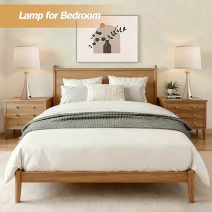 Touch Table Lamps Set of 2, 21" Bedside Lamps with USB C+A, Silver - color: Silver 2pcs